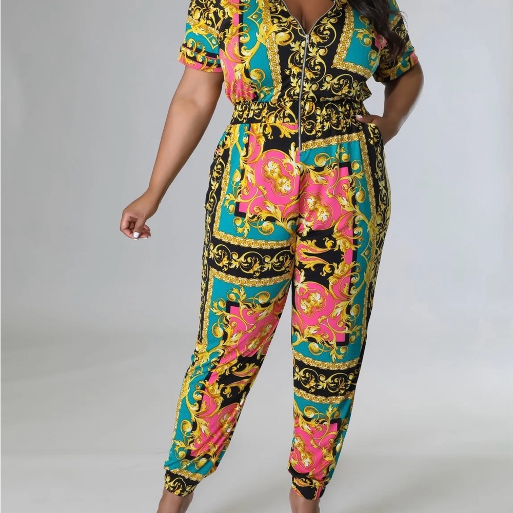 Plus Size Vibrant Multicolor Jumpsuit NWT